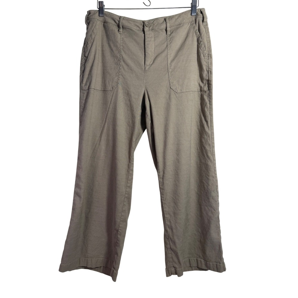 NYDJ Wide‎ Leg Linen Blend Pants Womens 10 Tan Neutral Lift Tuck MAKB8763